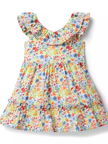 Janie And Jack Floral Ruffle Sundress Jet Ivory Ditsy Dress 6t